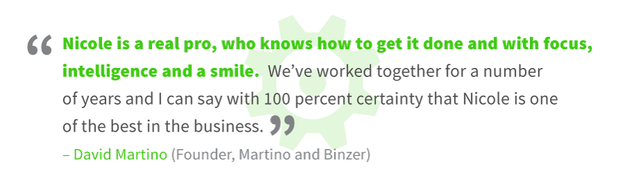 About Occupancy Answers - David Martino, Founder, Martino and Binzer: "Nicole is a real pro, who knows how to get it done and with focus, intelligence and a smile. We've worked together for a number of years and I can say with 100 percent certainty that Nicole is one of the best in the business."